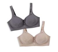 Playtex Womens 18 Hour Silky Soft Smoothing Wireless Us4803 Available with 2-Pack Option Bra, 2 Pack - Private Jet/Nude, 36DD US