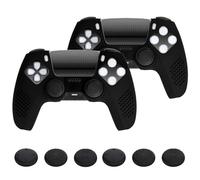 PlayVital 2 Cover Joystick per ps5 Controller-Compatibile con ps5 Base Ricarica, Custodia Silicone Antiscivolo&Copri Analogici&Adesivi Skin per Touchpad,3D Borchiate-Nero