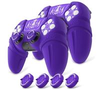 playvital 2 Cover per ps5 Controller,Custodia Protettiva Silicone Skin Antiscivolo per ps5 Joystick&Copri Levette Analogiche&Adesivo Touchpad(Runes)-Compatibile con Base di Ricarica-Viola