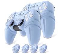 playvital 2 Cover per ps5 Controller,Custodia Protettiva Silicone Skin Antiscivolo per ps5 Joystick&Copri Levette Analogiche&Adesivo Touchpad(Runes)-Compatibile con Base di Ricarica-Celeste