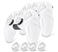 PlayVital 2 Cover per ps5 Controller,Custodia Protettiva Silicone Skin Antiscivolo per ps5 Joystick&Copri Levette Analogiche&Adesivo Touchpad(Runes)-Compatibile con Base di Ricarica-Bianco