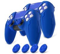 PlayVital 2 Set Cover Custodia Silicone per ps5 Controller,CyberMech-Blu | Silicone Antiscivolo, Copri Levette Analogiche per ps5 Joystick, Adesivo Touchpad, Compatibile con Base di Ricarica