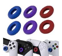PlayVital 3 Paia Anelli Analogici Silicone per ps5/4,Anelli Antiscivolo di Levette Analogiche per Xbox Series/One X S,per Elite Series 2 Core Controller,Donut Design,Rosso&Blu&Viola