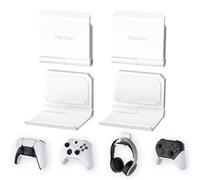 PlayVital 4 Supporto Pieghevole da Parete per ps5/4 Controller,Porta Joystick Cuffie per Xbox Series S X,per Pulse 3D Headset,Stand da Muro per Switch Pro Joypad, FOLD-Bianco