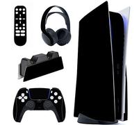PlayVital Adesivo Skin per ps5 Console Disco Edizione&Controller&Telecomando&Cuffie&Base di Ricarica Sticker Decal Vinile Cover-Nero