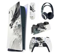PlayVital Adesivo Skin per ps5 Digital Edition,Cover Sticker Decal Vinile per Console Controller Telecomando Cuffie Base di Ricarica,Drago Spirito d'Inchiostro