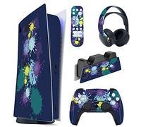 PlayVital Adesivo Skin per ps5 Digital Edition,Cover Sticker Decal Vinile per Console Controller Telecomando Cuffie Base di Ricarica,Spruzzi di Vernice
