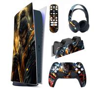 PlayVital Adesivo Skin per ps5 Standard Digital Edition, Cover Sticker Decal Vinile per ps5 Digital Console Controller Telecomando Cuffie Base di Ricarica, Wukong Terra Desolata & Tempesta di Nubi