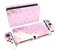 playvital Adesivo Skin Protettiva per Nintendo Switch OLED, Decal Sticker Vinile Compatibile con Joycon&Console&Dock&Grip, Fiore Rosa