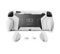 PlayVital BEYOND-GRIP Cover per Nintendo Switch 2, Custodia Protettiva Dockable&2 Set Grip Ergonomico Intercambiabile&Copri Analogici per Switch 2 Joycon Console, Antiurto e Antigraffio, Bianco