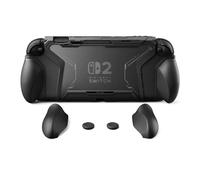 playvital BEYOND-GRIP Cover per Nintendo Switch 2, Custodia Protettiva Dockable&2 Set Grip Ergonomico Intercambiabile&Copri Analogici per Switch 2 Joycon Console, Antiurto e Antigraffio, Nero