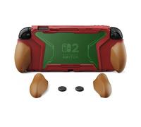 playvital Beyond-Grip Cover per Nintendo Switch 2 Custodia Protettiva Dockable, 2 Set Grip Ergonomico Intercambiabile&Copri Analogici per Joycon 2, Accessori per Switch 2 Console, Rosso&Verde