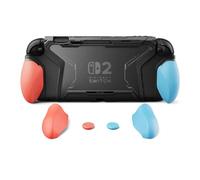 playvital Beyond-Grip Cover per Nintendo Switch 2 Custodia Protettiva Dockable, 2 Set Grip Ergonomico Intercambiabile&Copri Analogici per Joycon 2, Accessori per Switch 2 Console, Nero&Blu&Arancione