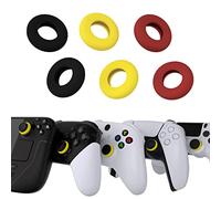 PlayVital BuffeRings Anelli Precisione per ps5/4,Ammortizzatori Assistenza Mira per Xbox One/Series X S,Switch Pro Controller,per Steam Deck LCD/OLED,3 Paia-Rosso&Nero&Giallo