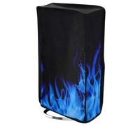 PlayVital Cover Antipolvere per ps5 Slim Disc Edition,Copertura Verticale Custodia Protettiva Nylon Impermeabile per Console Disco Edizione-Fiamma Blu