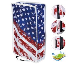 PlayVital Cover Antipolvere per ps5 Slim Disc Edition,Copertura Verticale Custodia Protettiva Nylon Impermeabile per Console Disco Edizione-Impressione Bandiera US