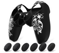 PlayVital Cover Controller per ps5, Custodia Compatibile con Base Ricarica | Copertura Protettiva Silicone Antiscivolo, 6 Copri Levette Analogiche per ps5 Joystick, Fonte di Peccato Bianco