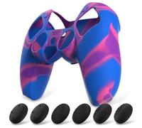 PlayVital Cover Controller per ps5, Custodia Compatibile con Base Ricarica | Copertura Protettiva Silicone Antiscivolo, 6 Copri Levette Analogiche per ps5 Joystick, Rosa&Viola&Blu