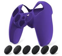 PlayVital Cover Controller per ps5,Custodia Protettiva Skin Silicone Antiscivolo per ps5 Joystick&6 Copri Levette Analogiche-Compatibile con Base di Ricarica-Viola
