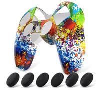 playvital Cover Controller per ps5,Custodia Protettiva Skin Silicone Antiscivolo per ps5 Joystick&6 Copri Levette Analogiche-Compatibile con Base di Ricarica-Spruzzi di Inchiostro Colorati