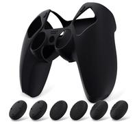 playvital Cover Controller per ps5,Custodia Protettiva Skin Silicone Antiscivolo per ps5 Joystick&6 Copri Levette Analogiche-Compatibile con Base di Ricarica-Nero