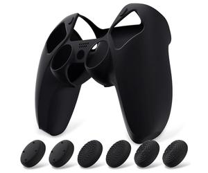 PlayVital Cover Controller per ps5,Custodia Protettiva Skin Silicone Antiscivolo per ps5 Joystick&6 Copri Levette Analogiche-Compatibile con Base di Ricarica-Nero