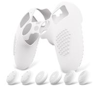 PlayVital Cover Controller per ps5 Edge Joystick, Bianco | Custodia Protettiva Silicone Antiscivolo, 6 Gommini Copri Levette Analogiche per ps5 Edge Wireless Controller, 3D Borchiate