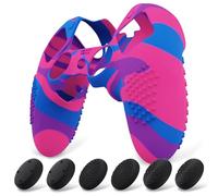 PlayVital Cover Controller per ps5 Edge Joystick Custodia Silicone Protettiva Skin Antiscivolo con Gommini Coprilevette Analogiche per ps5 Edge Wireless Controller-3D Borchiate-Rosa Viola Blu
