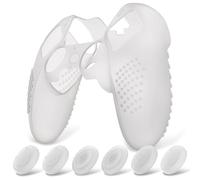 PlayVital Cover Controller per ps5 Edge Joystick, Trasparente Illuminare | Custodia Protettiva Silicone Antiscivolo, 6 Gommini Copri Levette Analogiche per ps5 Edge Wireless Controller, 3D Borchiate