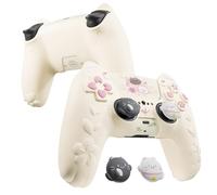 PlayVital Cover Controller per ps5 Joystick Custodia Silicone Grip Antiscivolo con Copri Analogici e Adesivi, Accessori Protettivi Carini, Adatto per ps5 Base di Ricarica, Gattino di Fiori-Giallo