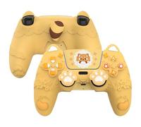 PlayVital Cover Controller per ps5 Joystick, Custodia Silicone Skin Antiscivolo&Copri Analogici&Adesivi, Adatto per ps5 Base di Ricarica, Panda Minore di Primavera Carino - Giallo Caldo
