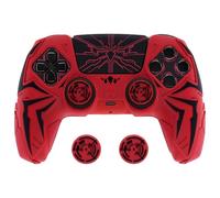 PlayVital Cover Controller per ps5 Joystick Custodia Silicone Skin Antiscivolo Grip Ergonomico, 2 Copri Analogici e 6 Adesivi, Adatto per ps5 Base di Ricarica, Cyber Spider - Rosso&Nero