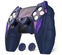playvital Cover Controller per ps5 Joystick Custodia Silicone Skin Antiscivolo Grip Ergonomico, 2 Copri Analogici e 6 Adesivi, Adatto per Base di Ricarica, Mecha Rhino - Blu Notte&Viola