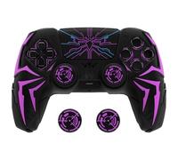 PlayVital Cover Controller per ps5 Joystick Custodia Silicone Skin Antiscivolo Grip Ergonomico, 2 Copri Analogici e 6 Adesivi, Adatto per ps5 Base di Ricarica, Cyber Spider - Nero&Viola