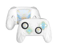 PlayVital Cover Custodia per Nintendo Switch 2 Pro Controller, Ali Magiche | Protezione in Silicone, Grip Antiscivolo, Copri Levette Analogiche, Tasti Posteriori, Adesivi Skin, Accessori Carini, Bianco
