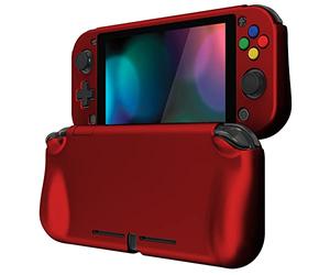 PlayVital Cover Custodia per Nintendo Switch Lite,Copertura Grip Ergonomica Rigida Pellicola Copri Analogici/Tasti Protezione per Switch Lite Console(ZealProtect)-Rosso