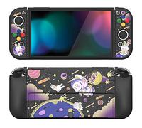 playvital Cover Custodia per Nintendo Switch OLED,Copertura Morbida TPU Protezione per Joycon Console con Copri Analogici/Tasti(ZealProtect)-Avventura del Gatto Spaziale