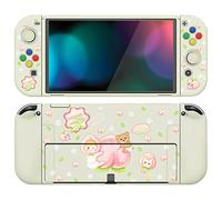 playvital Cover Custodia per Nintendo Switch OLED,Copertura Morbida TPU Protezione per Joycon Console con Copri Analogici/Tasti(ZealProtect)-Pesche Estive