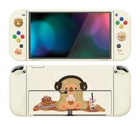 playvital Cover Custodia per Nintendo Switch OLED,Copertura Morbida TPU Protezione per Joycon Console con Copri Analogici/Tasti (ZealProtect) - Orso Giocatore