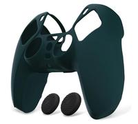 PlayVital Cover Custodia per ps5 Controller Joystick Silicone Case Skin Antiscivolo Gomma Protettiva con Copri Levette Analogiche-Verde Britannico
