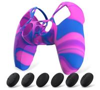 PlayVital Cover Custodia per ps5 Controller Joystick Silicone Case Skin Antiscivolo Gomma Protettiva con Copri Levette Analogiche-Rosa&Viola&Blu Mimetico