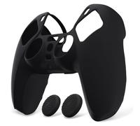 PlayVital Cover Custodia Silicone per ps5 Controller Joystick-Edizione Pure | Copertura Silicone Antiscivolo, 6 Gommini Copri Levette Analogiche, Protezione da Graffi e Urti, Nero