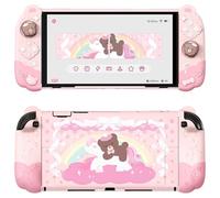 playvital Cover Dockable Rigida per Nintendo Switch 2 Console&Custodia Joycon Protettiva Silicone&Supporto Regolabile Extra&Copri Analogici Carini, Accessori Antiurto, Buonanotte Orso-Rosa