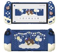 playvital Cover Dockable Rigida per Nintendo Switch 2 Console, Custodia Protettiva Silicone per Joycon 2&Supporto Regolabile Extra&Copri Analogici, Accessori Carini, Buonanotte Orso-Blu