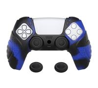 PlayVital Cover Grip per ps5 Controller, Guardian-Blu Nero | Grip Ergonomici Separati, Custodia Silicone Antiscivolo, 2 Copri Levette Analogiche, Compatibile con Base di Ricarica