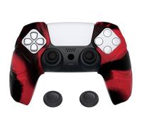 PlayVital Cover Grip per ps5 Controller Joystick Custodia Skin Silicone Separabile Protettiva Antiscivolo Copri Analogici,Compatibile con Base di Ricarica,Mecha Edizione-Rosso Nero
