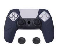 PlayVital Cover Grip per ps5 Controller Joystick Custodia Skin Silicone Separabile Protettiva Antiscivolo Copri Analogici,Compatibile con Base di Ricarica,Mecha Edizione-Blu