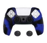 PlayVital Cover Grip per ps5 Controller Joystick Custodia Skin Silicone Separabile Protettiva Antiscivolo Copri Analogici,Compatibile con Base di Ricarica,Mecha Edizione-Blu Nero