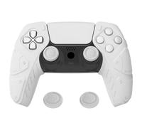 PlayVital Cover Grip per ps5 Controller Joystick Custodia Skin Silicone Separabile Protettiva Antiscivolo Copri Analogici,Compatibile con Base di Ricarica,Mecha Edizione-Bianco
