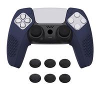 PlayVital Cover Grip Silicone Separabile per ps5 Controller,Custodia Skin Protettiva Antiscivolo per Joystick & 6 Copri Analogici(3D Borchiate)-Compatibile con Base di Ricarica-Blu